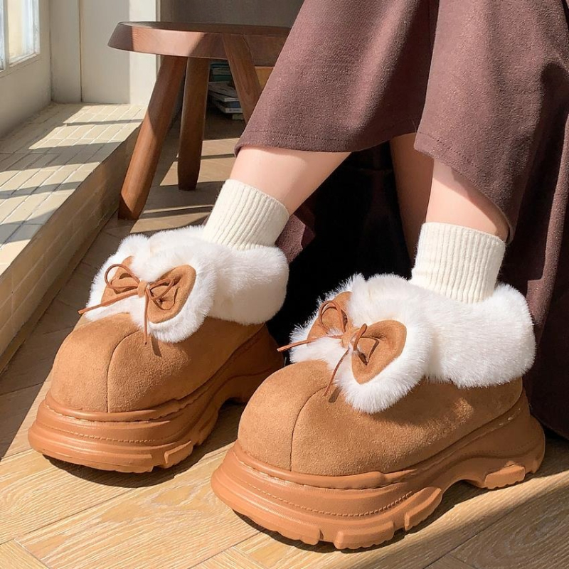 Warm Faux Fur Fluffy Slippers  - Winter Clothing Korea reseña y precio