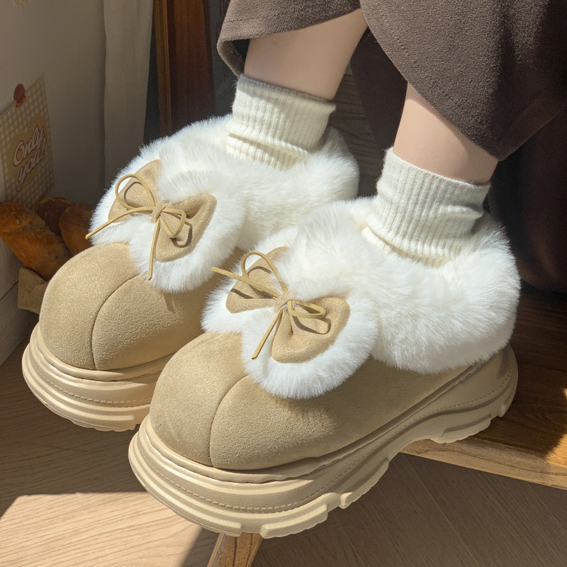 Warm Faux Fur Fluffy Slippers  - Winter Clothing Korea reseña y precio