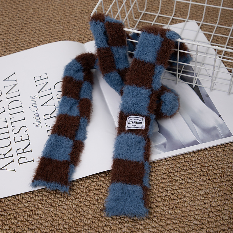 Y2k Striped Plush Narrow Long  - Winter Clothing Accessories reseña y precio