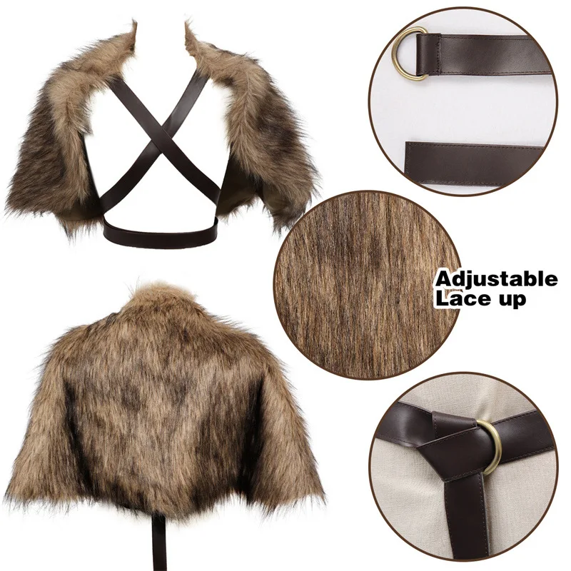 Viking Cloak Faux Fur Collar C - Winter Clothing Accessories reseña y precio