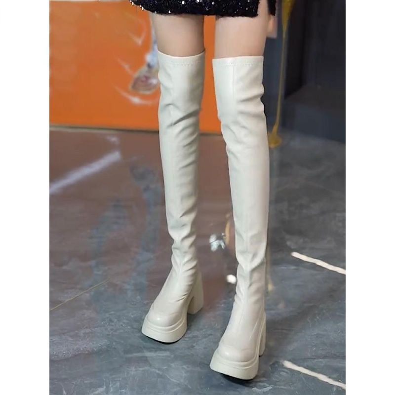 Round toe thick soled high-hee - Winter Clothing Korea reseña y precio