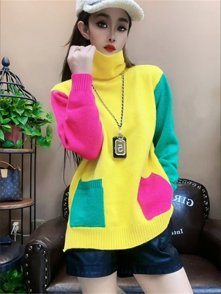 Casual Colors Patchwork Knitte - Winter Clothing Colors reseña y precio