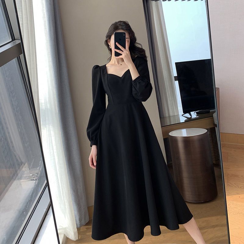 Temperament Black Midi Dress S - Winter Clothing Colors reseña y precio