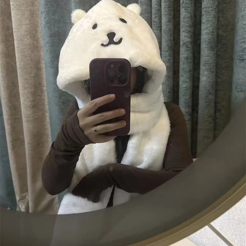3 In 1 Plush Thick Hooded Hat  - Winter Clothing Accessories reseña y precio