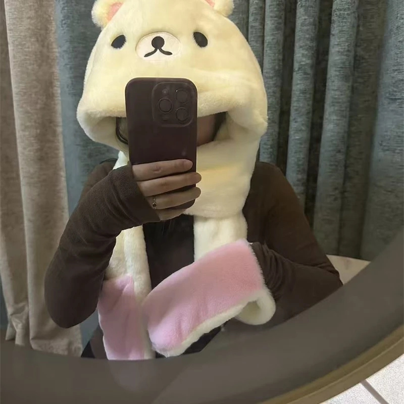 3 In 1 Plush Thick Hooded Hat  - Winter Clothing Accessories reseña y precio