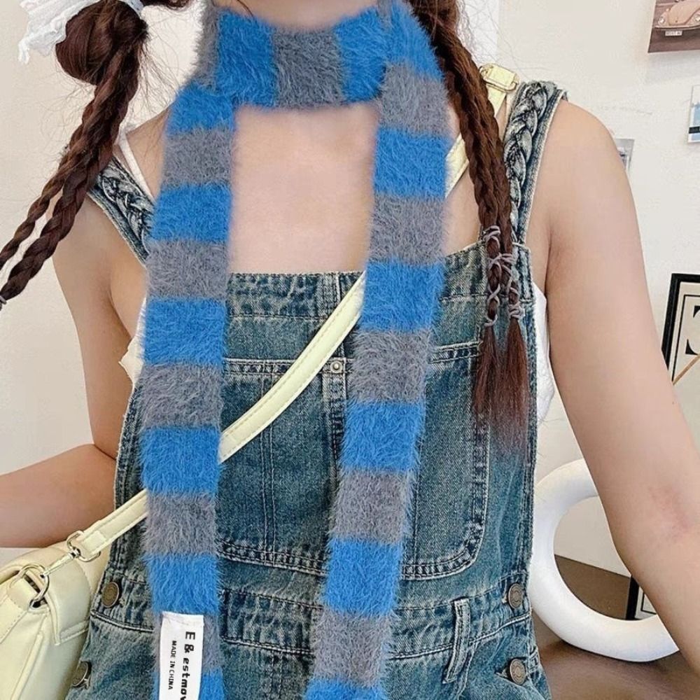 Knitted Y2K Girl Stripe Scarf  - Winter Clothing Accessories reseña y precio