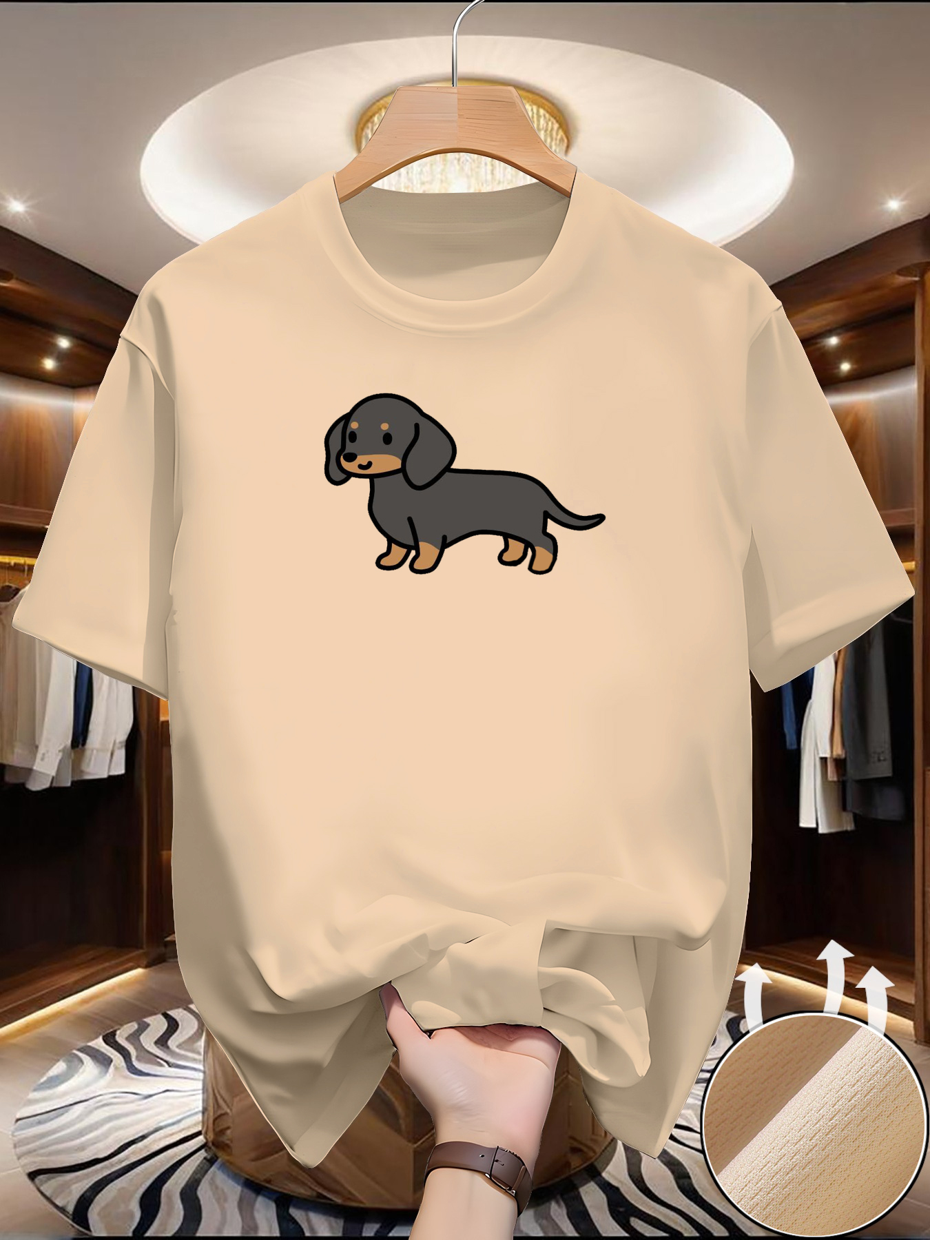 New Men's Dachshund print T-sh - Winter Clothing Europe reseña y precio