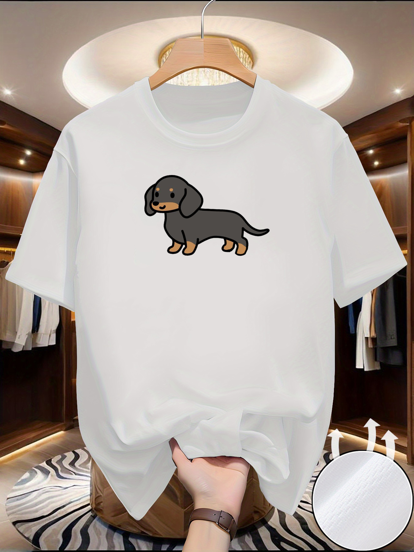 New Men's Dachshund print T-sh - Winter Clothing Europe reseña y precio
