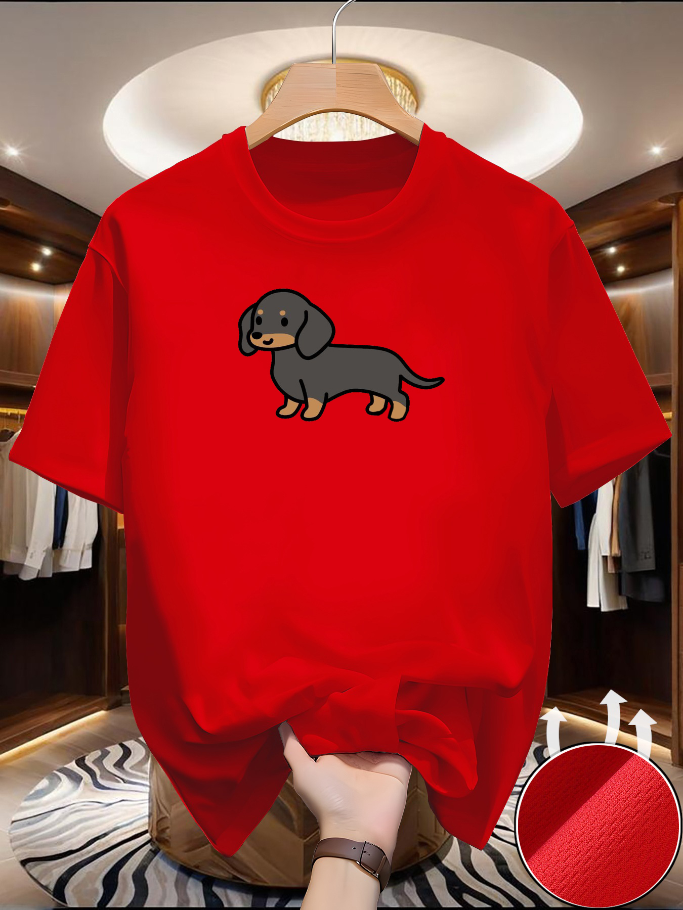 New Men's Dachshund print T-sh - Winter Clothing Europe reseña y precio