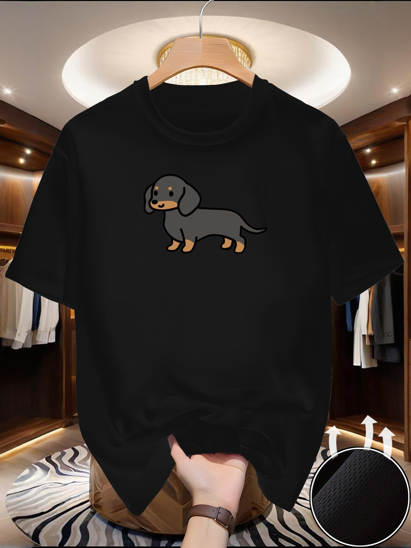 New Men's Dachshund print T-sh - Winter Clothing Europe reseña y precio